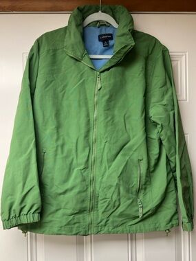 Lands' End Women's Large Rain Coat Utility Jacket in Green Windbreaker